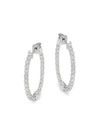 SAKS FIFTH AVENUE 14K White Gold Diamond Hinged Hoop Earrings