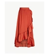 MAJE JOHNO ASYMMETRIC SATIN SKIRT