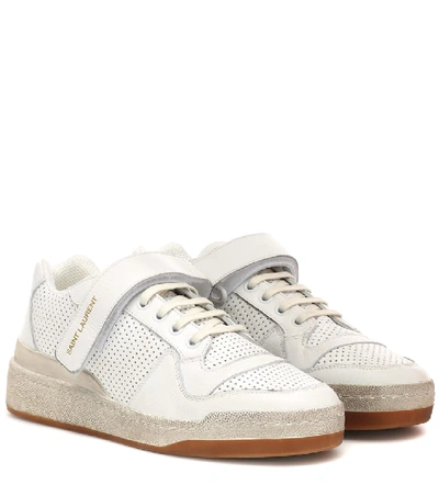 Saint Laurent Distressed Touch-strap Sneakers - 白色 In White