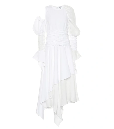 Loewe Cutout Ruffled Cotton And Linen-blend Maxi Dress In White