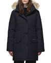 Canada Goose Trillium Down Parka Coat With Natural Coyote Fur Trim In Navy