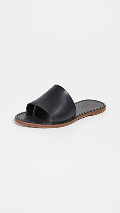 Madewell The Boardwalk Post Slide Sandals In True Black Leather