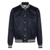 MAISON KITSUNÉ NAVY LOGO-APPLIQUÉD SATIN BOMBER JACKET,2966381