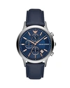 EMPORIO ARMANI EMPORIO ARMANI CHRONOGRAPH BLUE LEATHER WATCH, 43MM,AR11216