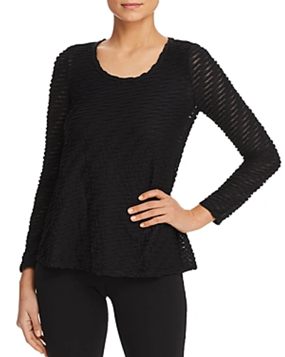 Emporio Armani Pleated Long-sleeve Top In Solid Black