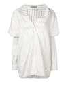Prada Cold-shoulder Printed Silk-satin Shirt In White