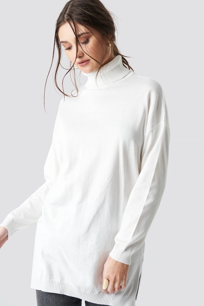 Na-kd Turtle Neck Long Sweater - White In Offwhite