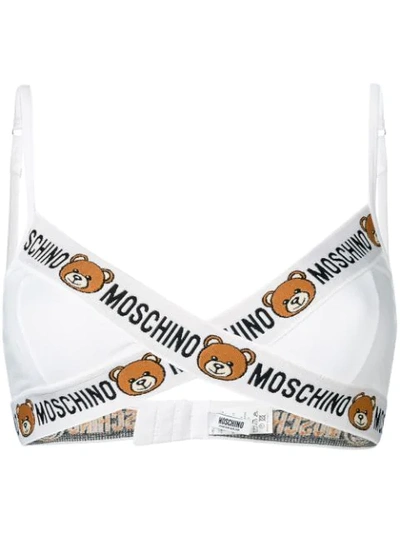Moschino Teddy Bear Logo Triangle Bra In White