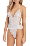 In Bloom By Jonquil La Belle Lace Teddy In Ivory/ Blue