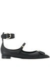 FERRAGAMO SALVATORE FERRAGAMO GANCINI ANKLE-STRAP BALLERINAS - 黑色