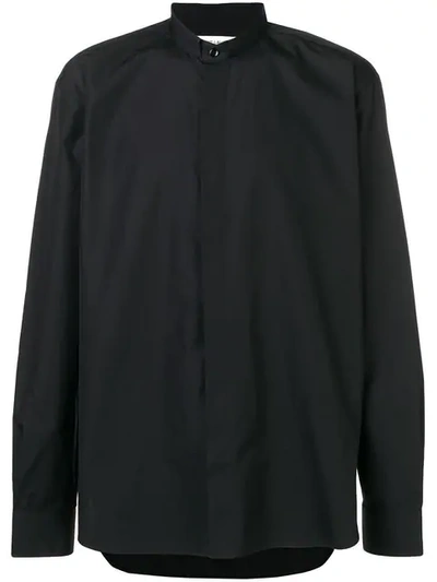 Saint Laurent Manadrin Collar Shirt In Black