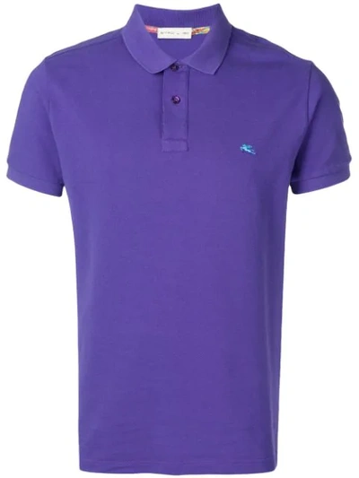 Etro Logo Embroidered Polo Shirt - 紫色 In Purple