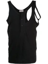 YOHJI YAMAMOTO YOHJI YAMAMOTO CUT-OUT HENRY TANK TOP - 黑色