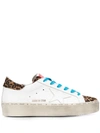 Golden Goose Hi Star Leather & Leopard Platform Sneakers In White