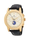 BRUNO MAGLI Moon Phase Stainless Steel & Leather Strap Chrono Watch