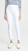 Frame Ali High Waist Cigarette Crop Skinny Jeans In Blanc