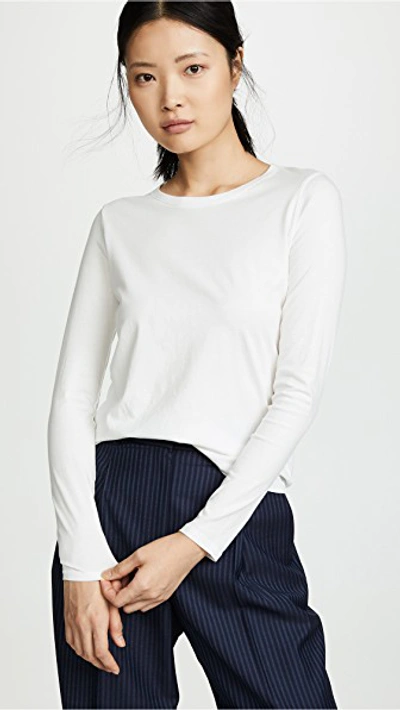 Madewell Whisper Cotton Long Sleeve Crewneck Tee In White Wash