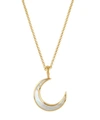 DINNY HALL 22CT GOLD PLATED VERMEIL SILVER MOTHER OF PEARL MOON CHARM PENDANT NECKLACE,000616378