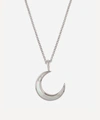 Dinny Hall Silver Mother Of Pearl Moon Charm Pendant Necklace In Silver