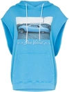 ADAPTATION BLUE VELVET PRINT SLEEVELESS COTTON HOODIE