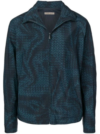 Bottega Veneta Intrecciato-print Nylon Jacket In Blue