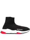 Balenciaga Speed Logo-print Stretch-knit High-top Sneakers In Black