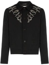 SAINT LAURENT TEDDY WESTERN STYLE EMBROIDERED JACQUARD PRINT DENIM JACKET