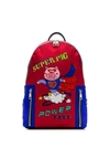 DOLCE & GABBANA RED SUPER PIG LEATHER TRIM BACKPACK