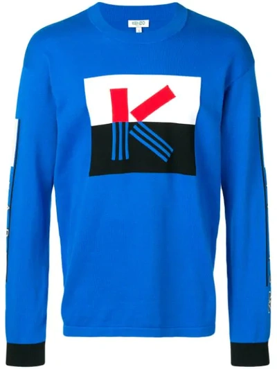 Kenzo Logo Print Sweatshirt In French Blue
