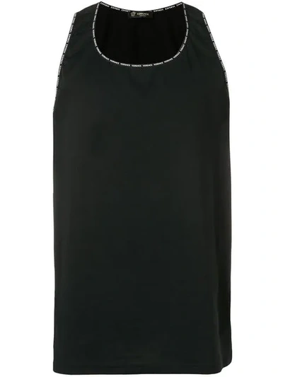 Versace Logo Trim Waistcoat In Black