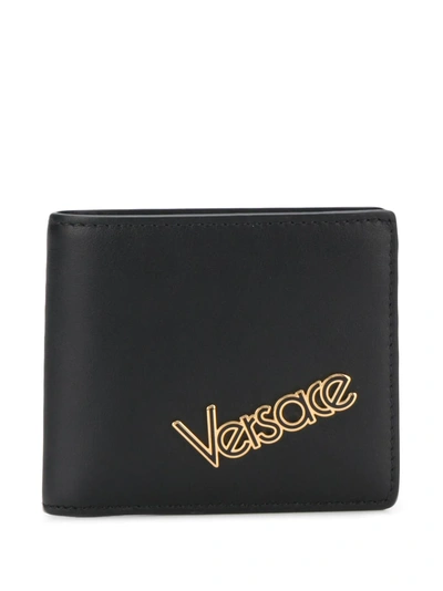 Versace 黑色徽标双折钱包 In Black