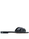 Saint Laurent Tribute 05 Leather Nu Pieds Flat Sandals In Black