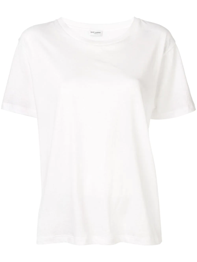 Saint Laurent Essentials 贴花纯棉平纹布 T 恤 In White