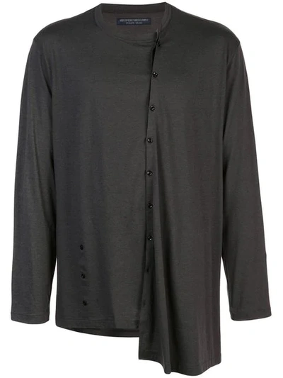 Yohji Yamamoto Asymmetric Long-sleeved T-shirt - 灰色 In Charcoal