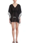 Tory Burch Ravena V-neck Tie-waist Cotton Caftan Coverup In Black