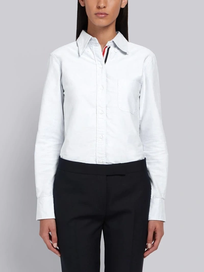 Thom Browne White Classic Oxford Grosgrain Placket Long Sleeve Shirt