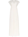 Giambattista Valli Cap Sleeve Lace Insert Empire Line Maxi Dress In White