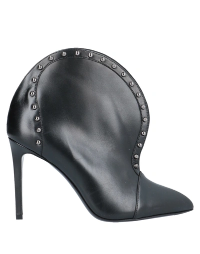 Balmain Iren Black Leather Pointed Toe High Heel Booties W/studs