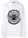 BALMAIN BALMAIN LOGO STAMP HOODIE - 白色