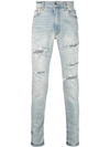 AMIRI AMIRI DISTRESSED DETAIL JEANS - 蓝色