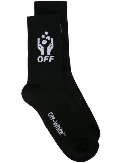 Off-white Hands Off Cotton Socks In Black