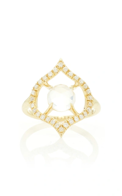 Ark Nectar 18k Gold Diamond And Moonstone Ring In White