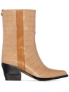 CHLOÉ BROWN 60 SNAKESKIN-EFFECT BOOTS