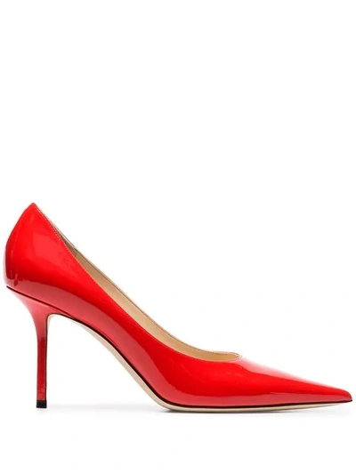 Jimmy Choo Red Love 85 Patent Leather Pumps