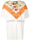 GUCCI FLORAL PANEL PRINT OVERSIZED T-SHIRT