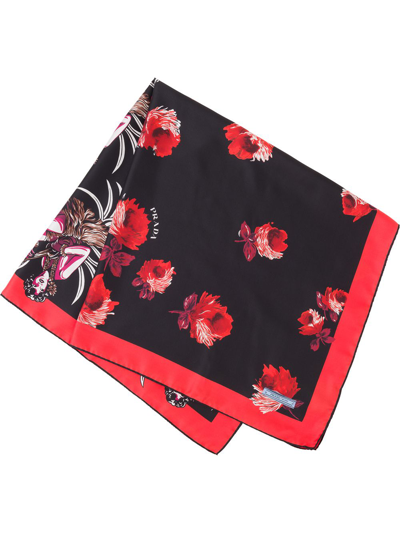 Prada Double Match Hawaii Printed 90 Silk Scarf In Red/black