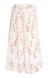 SIMONE ROCHA Pleated Printed Cotton-Voile Midi Skirt,33230293.0