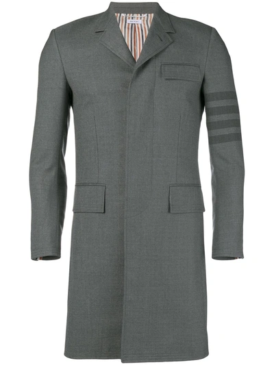 Thom Browne 4-bar High-armhole Chesterfield Coat In Grey