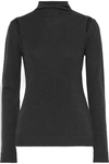 ELIE TAHARI ELIE TAHARI WOMAN CUTOUT MERINO WOOL TURTLENECK TOP CHARCOAL,3074457345620631646