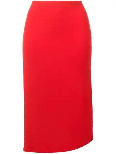 Poiret Asymmetric Hem Midi Skirt In Red